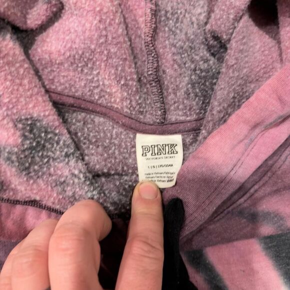 Victoria’s Secret PINK Tie Dye Hoodie Purple Black White Women’s Large - Picture 2 of 3